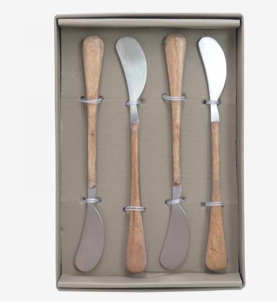 natural wood butter knife set