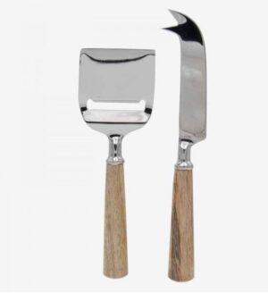 Cheese Knife & Grater Set - Natural Wood