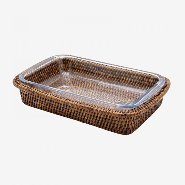 rattan trays glass base €115