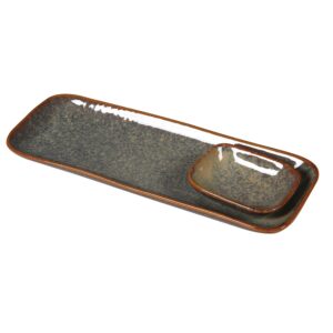 Green Ceramic Serving Tray & Dish