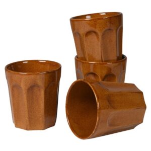 Orange Ceramic Drinking Mugs (Set of 4)