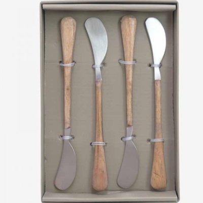 natural wood butter knife set