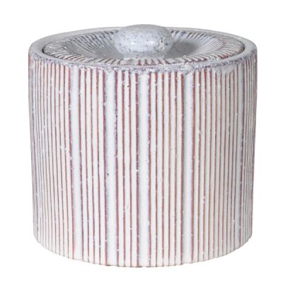 small red & white stripe jar